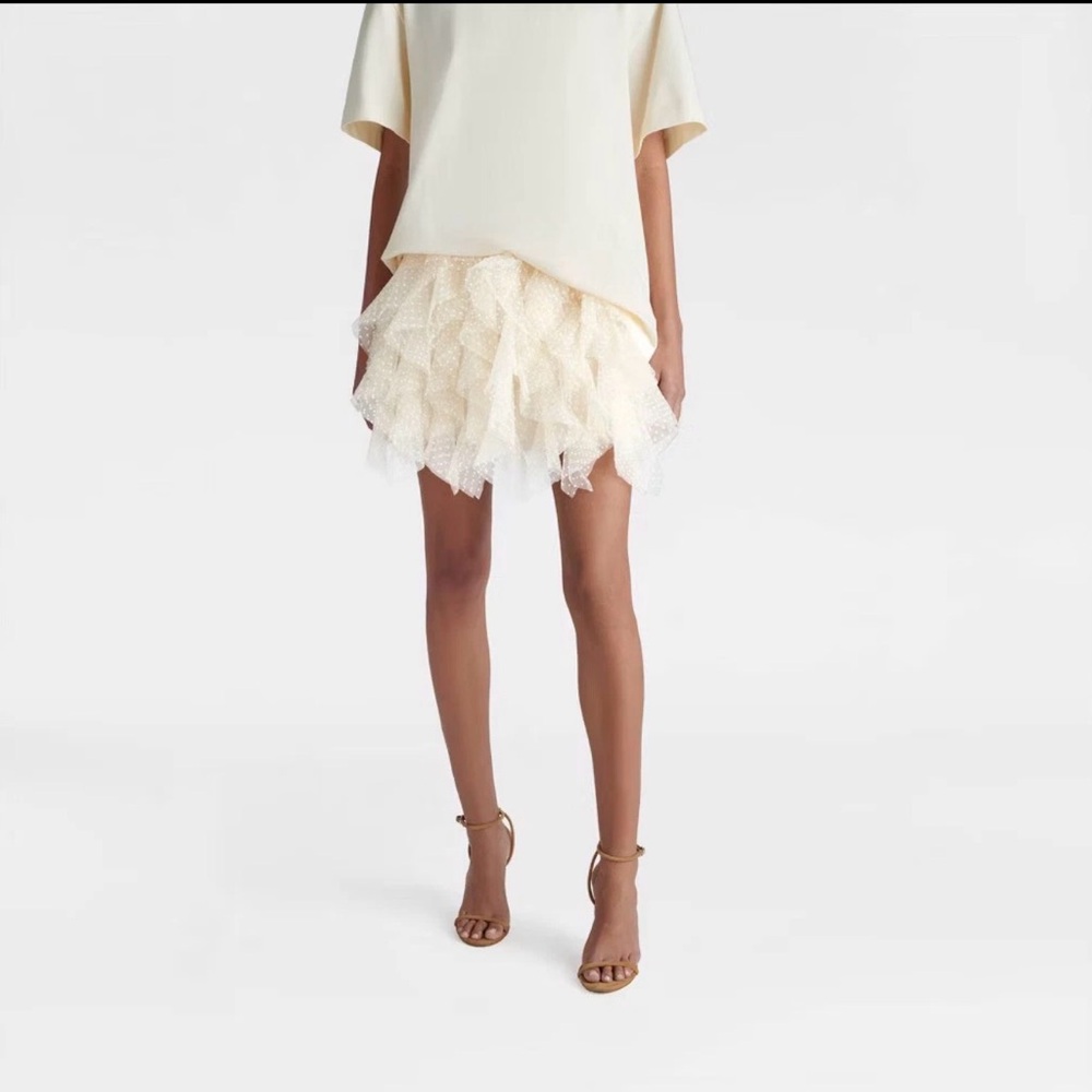 KBB by KAHLANA Women's 'The Ruffle Mini Skirt' - Cream S, XL, 3X
